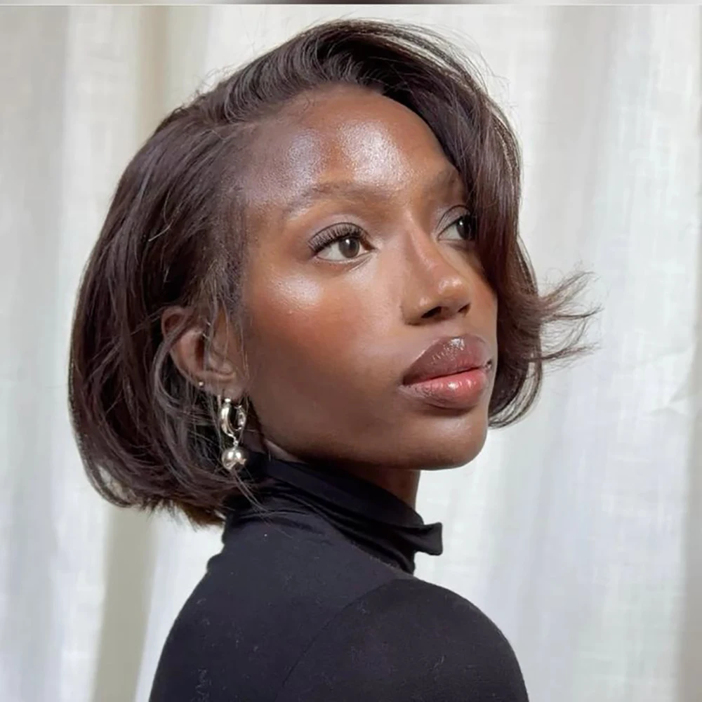 브라질산 인모 가발 짧은 곱슬 픽시컷 가발 흑인 여성용 기계 제작 캡 미리 뽑은 레이어드 곱슬 가발 바로 착용 가능