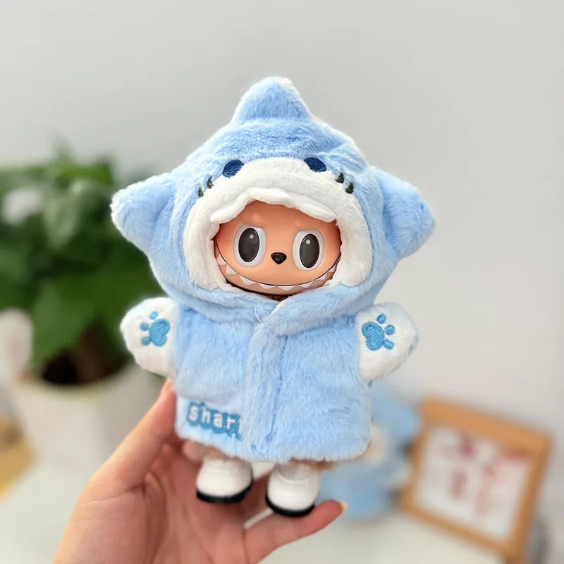 

Clothes For Labubu Cute Blue Shark Shaped Outfit Set With Paw Details And Shark Lettering For 15/17cm Labubu Dolls 1s-3rd Gen