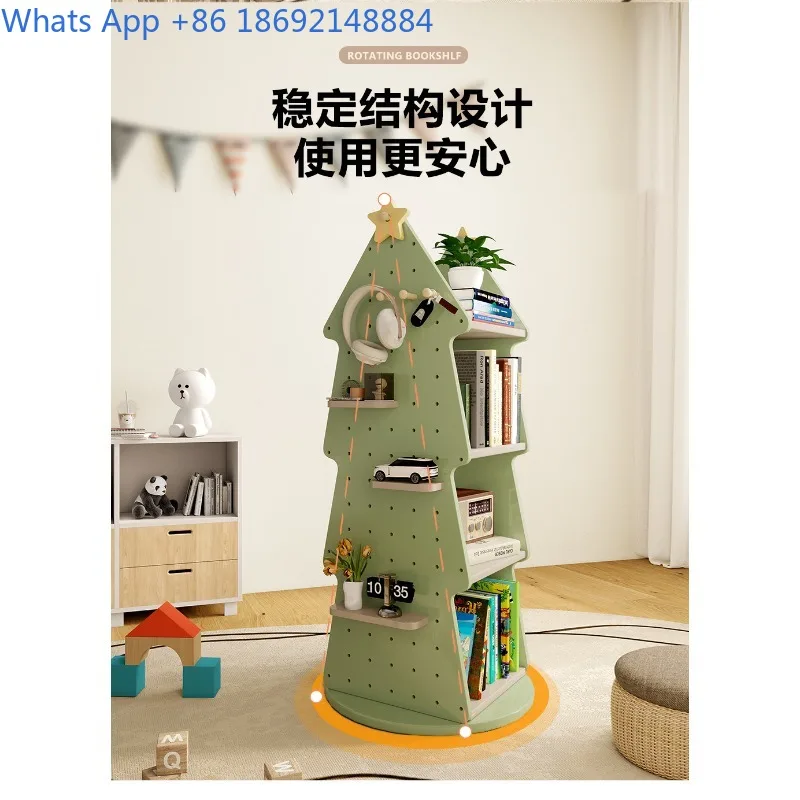 Rak Buku Berputar Rak Buku Bergambar Rak Penyimpanan Mainan Rak Buku Lantai Rak Buku Bertingkat Pohon Natal