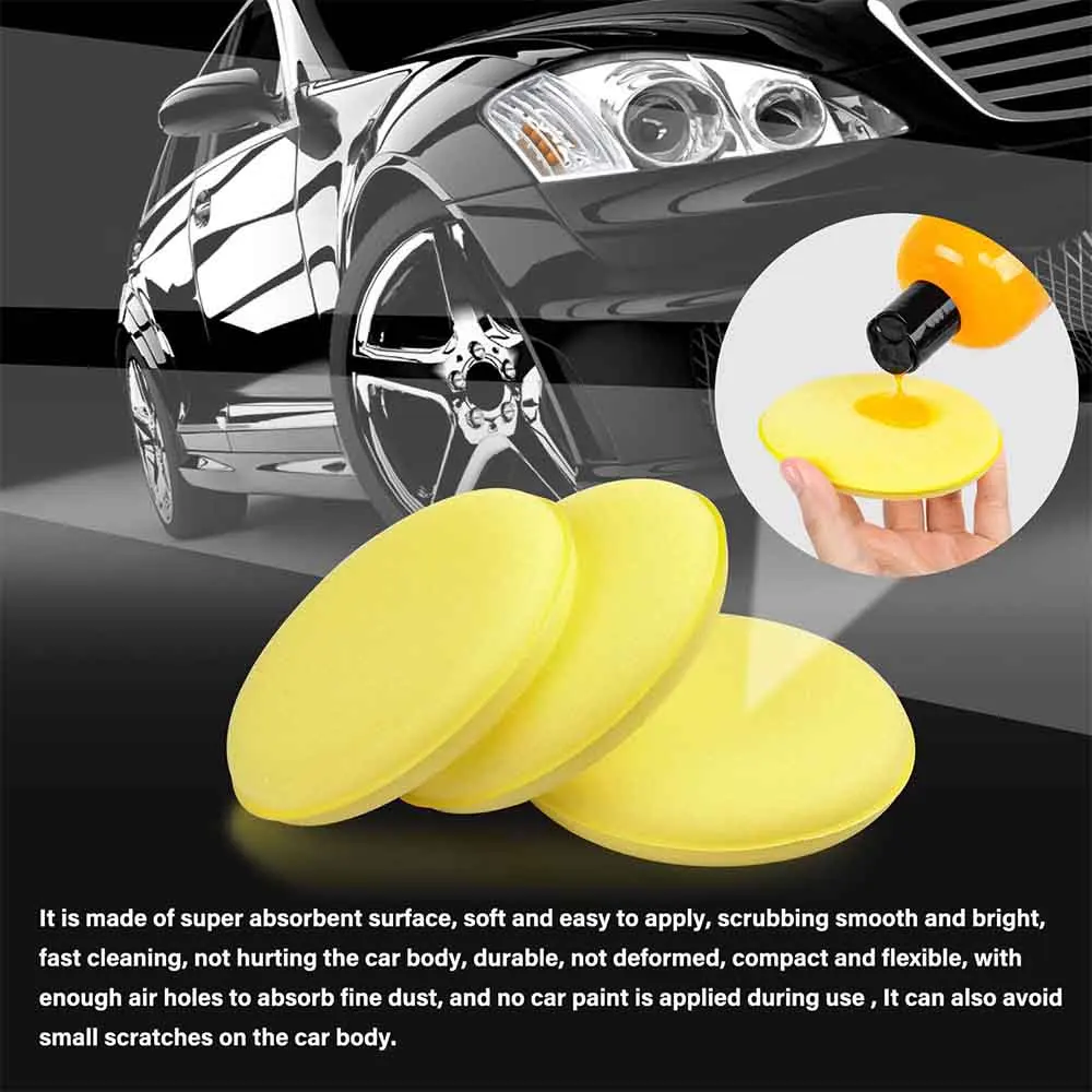 6Pcs Car Round Waxing Sponges Polish Pads 4 Inch High Density Foam Paint Curing Polishing Durable Applicator Car Clean Detailing