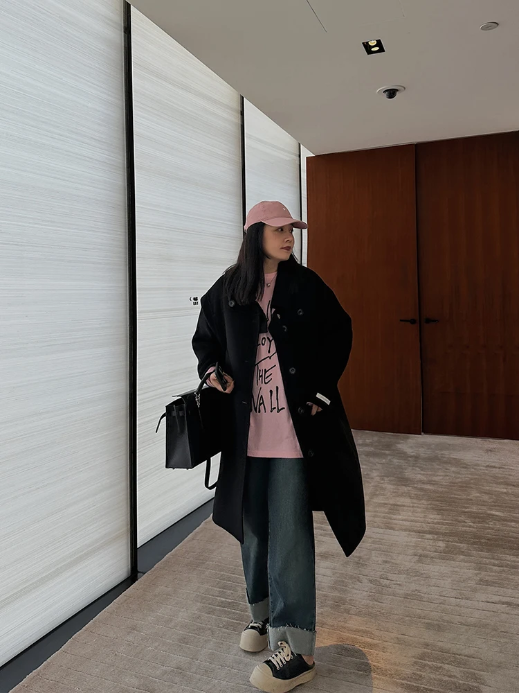 

Утепленное длинное пальто оверсайз до колен, простое, для осени и зимы, женское, фасон «карандаш», XiaoXin Thiened Out...