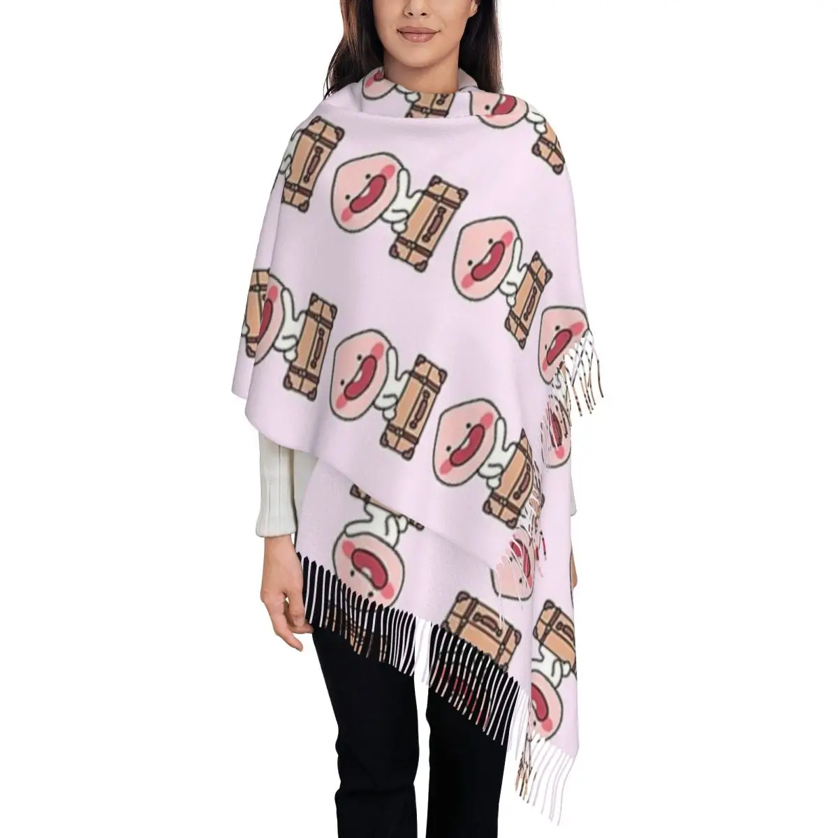 Apeach Kakao Friends Scarf Tassel Scarves for Women Soft Warm Shawls and Wraps Large Fall Winter Shawl Wrap