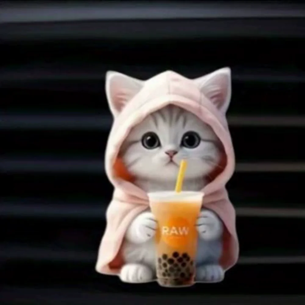 Hoodie Kitten Finished Ventilating Clip Car Decoration Aromatreatment Acrylic Accessories