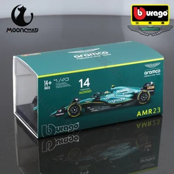 In-stock Bburago 1:43 F1 Aston Martin Aramco F1 Team AMR23 2023 copertura antipolvere modello di auto 14 Alonso #18 walk # lega Car Die Cast