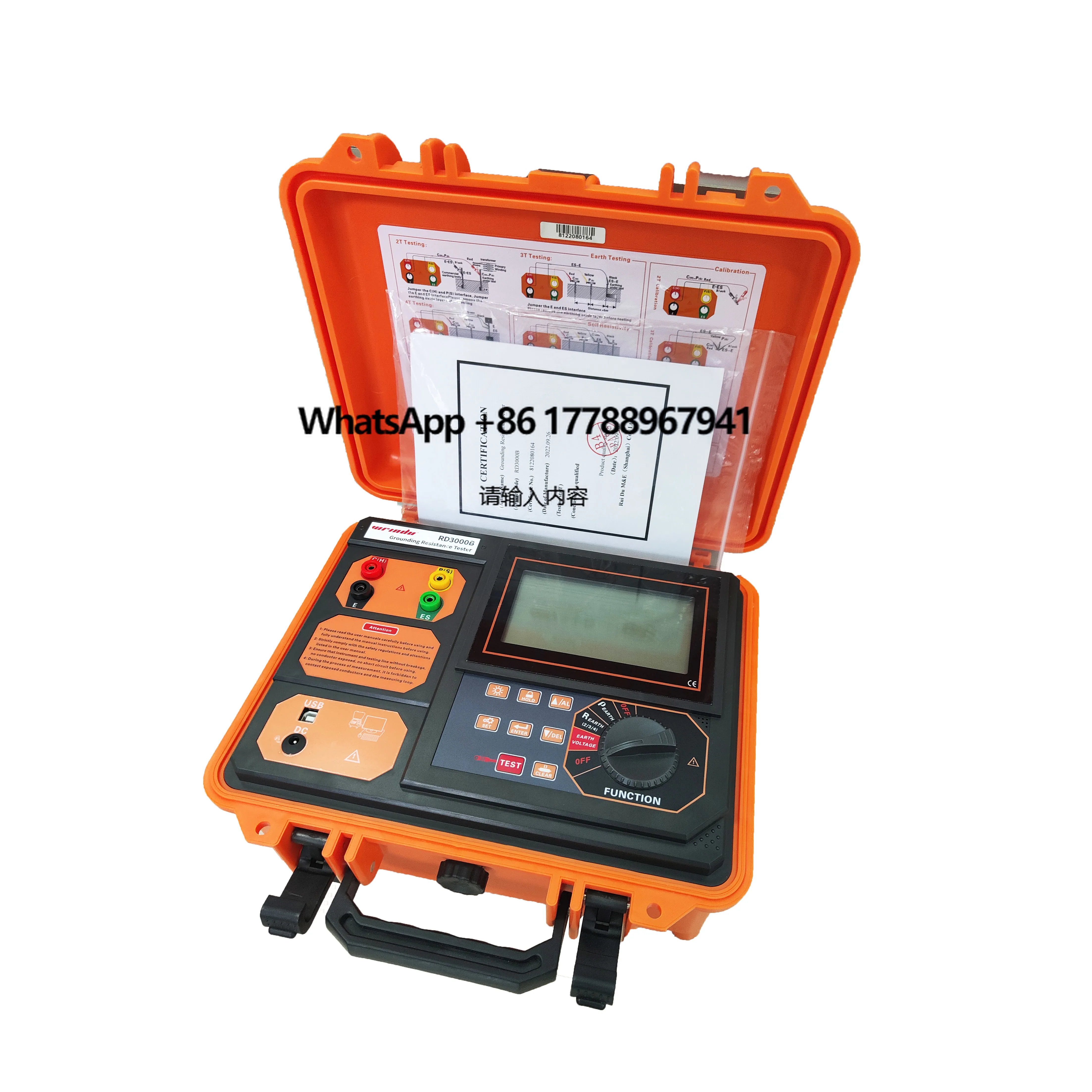 

Wrindu RD3000B Potable Earth Resistance Tester Digital Earth Resistance Analyzer Automated Earth Tester Meter