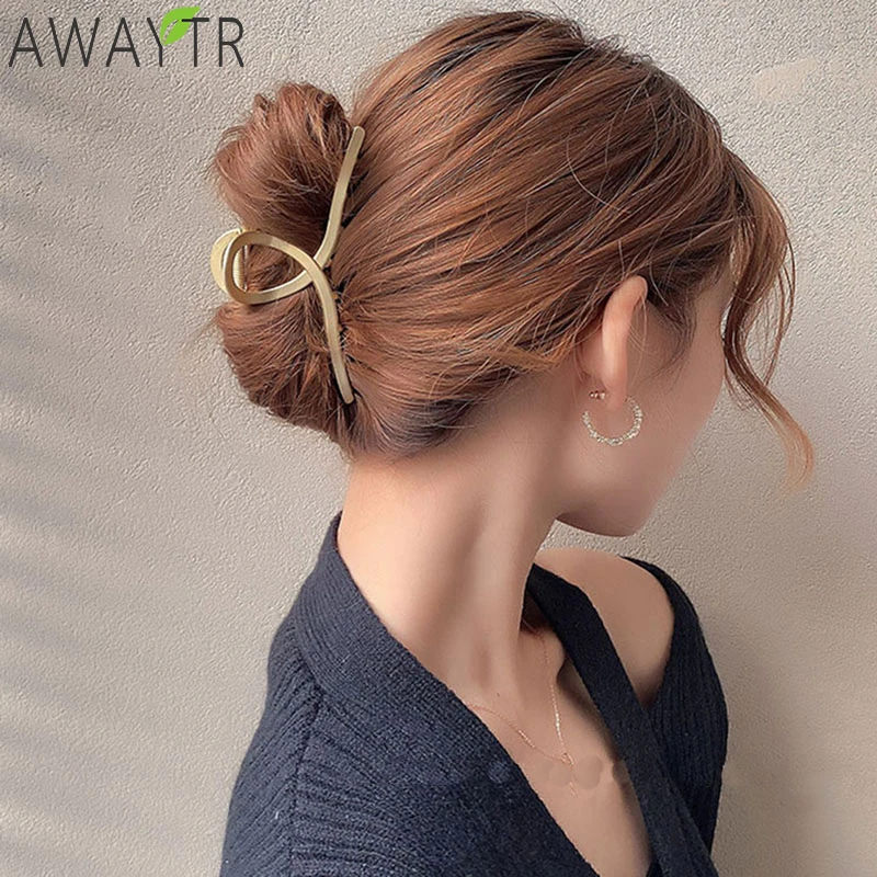 AWAYTR Women Barrettes Metal Hair Claws Thick Hair Accessories Hair Clips Hairpins Ladies Hairgrip Headwear Girls Ornaments Crab image 2
