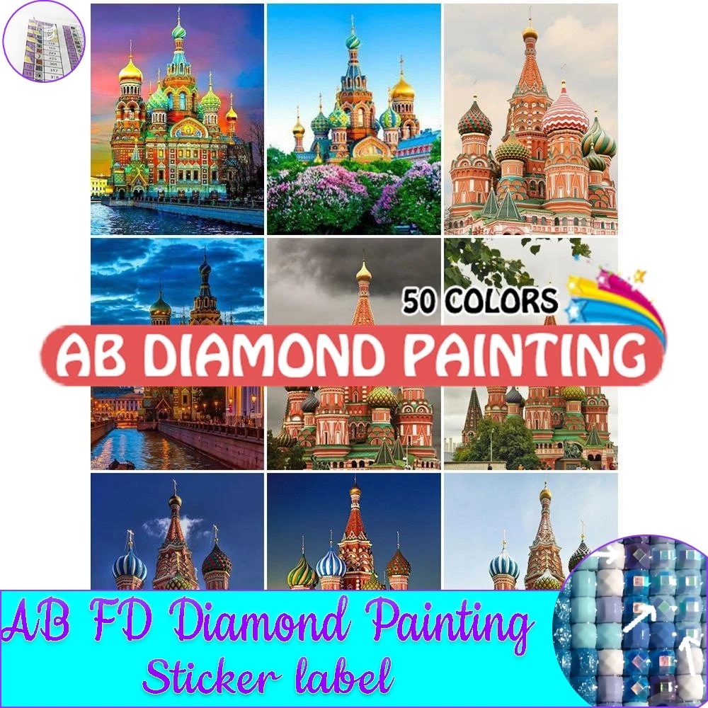 Full Square/Round Drill Diamond Painting 5D DIY Church Embroidery Mosaic Moscow Wahim Ascension Cathedral Drcor Gift