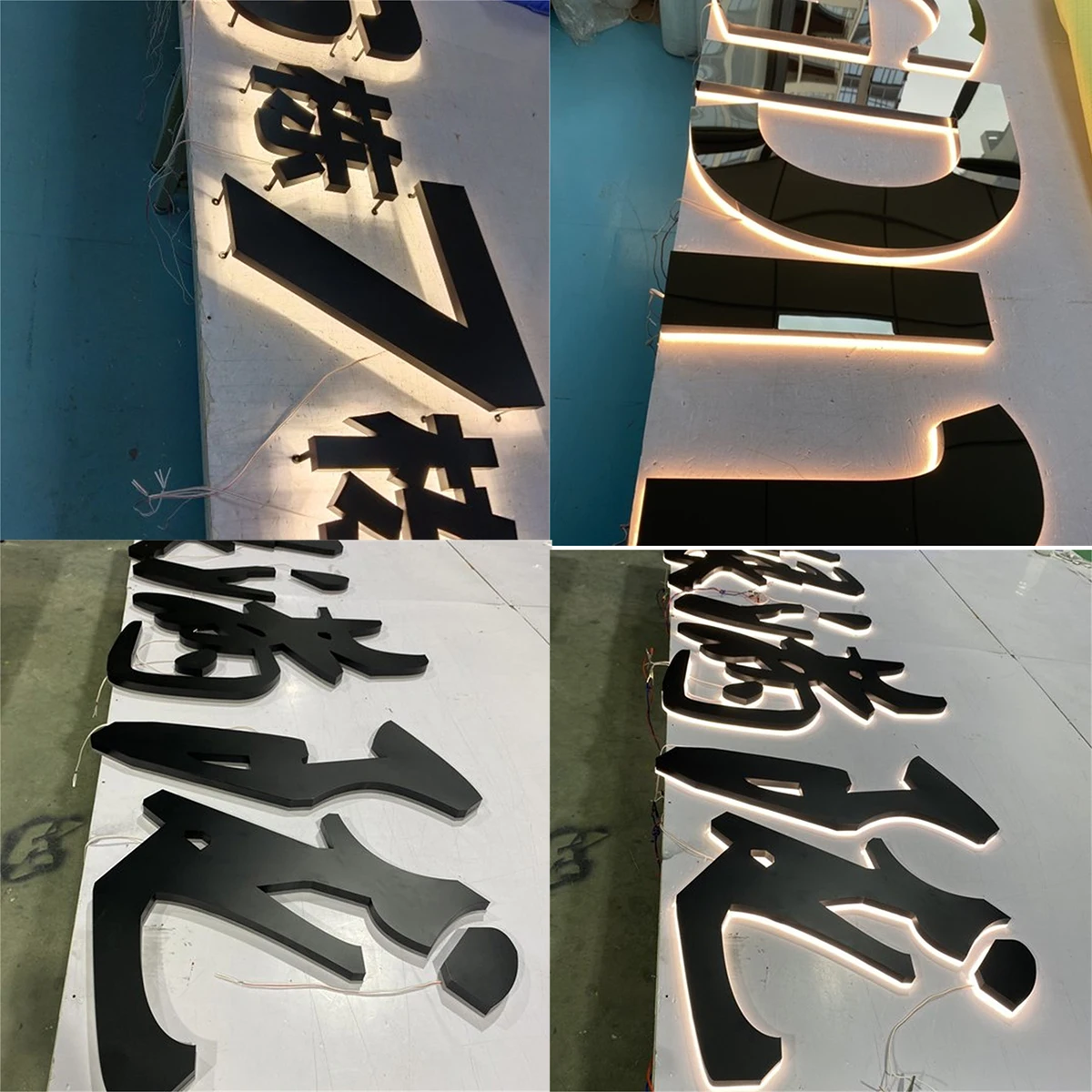 Modern Acrylic LED Stainless Steel House Number 3D Advertising Light Wrap Edge Back stainless steel Luminous Figures