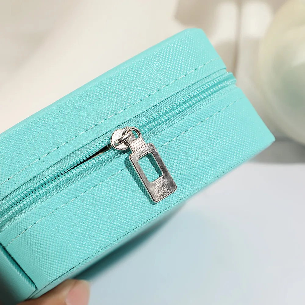 Portable Mini Jewelry Storage Box Travel Organizer Jewelry Case Leather Storage Earrings Necklace Ring Jewelry Organizer Display image 5
