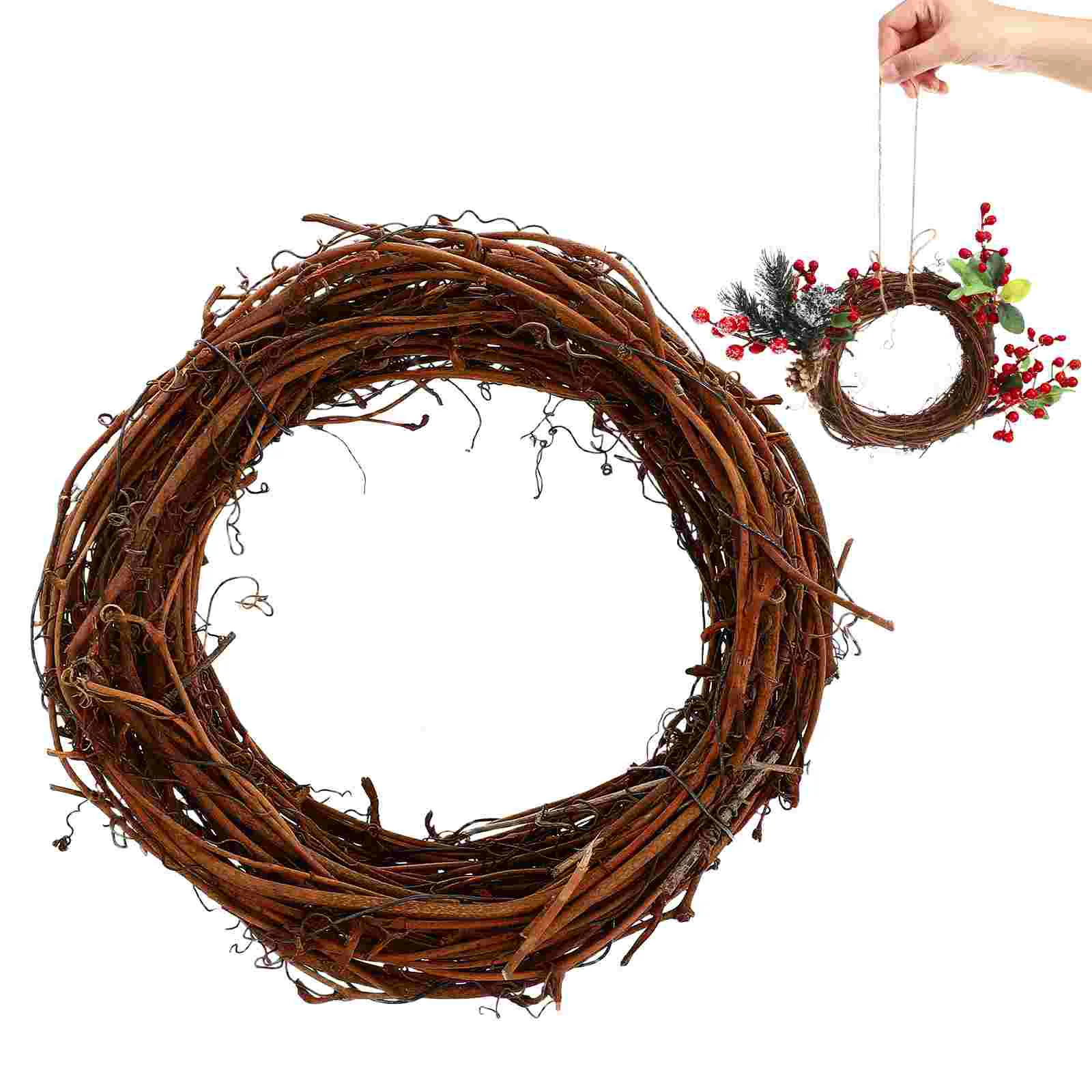 

Rattan Vines Wreath Decor Natural Twig Garland Hanging Foldable Magazine Display Rack Accessories Gold Decorate