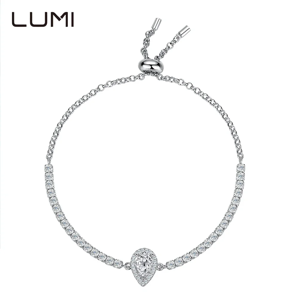 

Shining 1-2cctw Pearl Shape Moissanite S925 Silver Bracelet Adjustable Chain for Women Party Anniversary Birthday Present