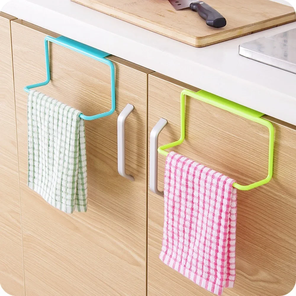 1/2Pcs Plastic Hanging Holder Towel Rack Multifunction Cupboard Cabinet Door Back Kitchen Accessories Home Storage Organizer