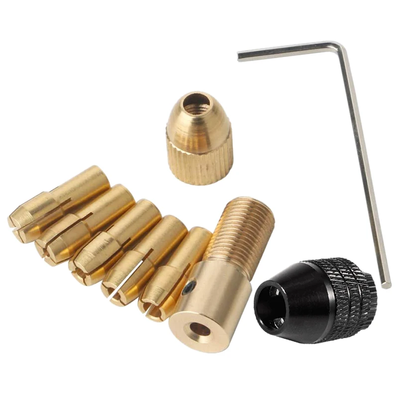 Juego de pinzas para Portabrocas de 0,5-3mm, 9 piezas, abrazadera de 3,17mm para Carpeta de taladro, tapa de cobre, Kit de herramientas de pinza de eje de taladro