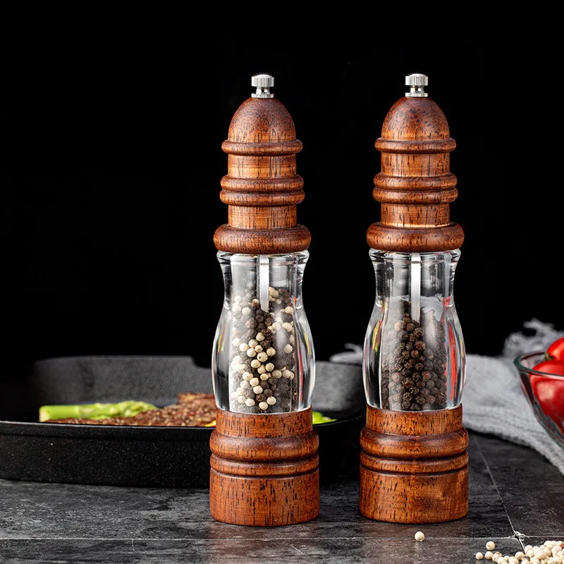 New Pepper Grinder 22CM Household Manual Grinding Salt Pepper Grinder Kitchen Solid Wood Pepper Grinder Tool