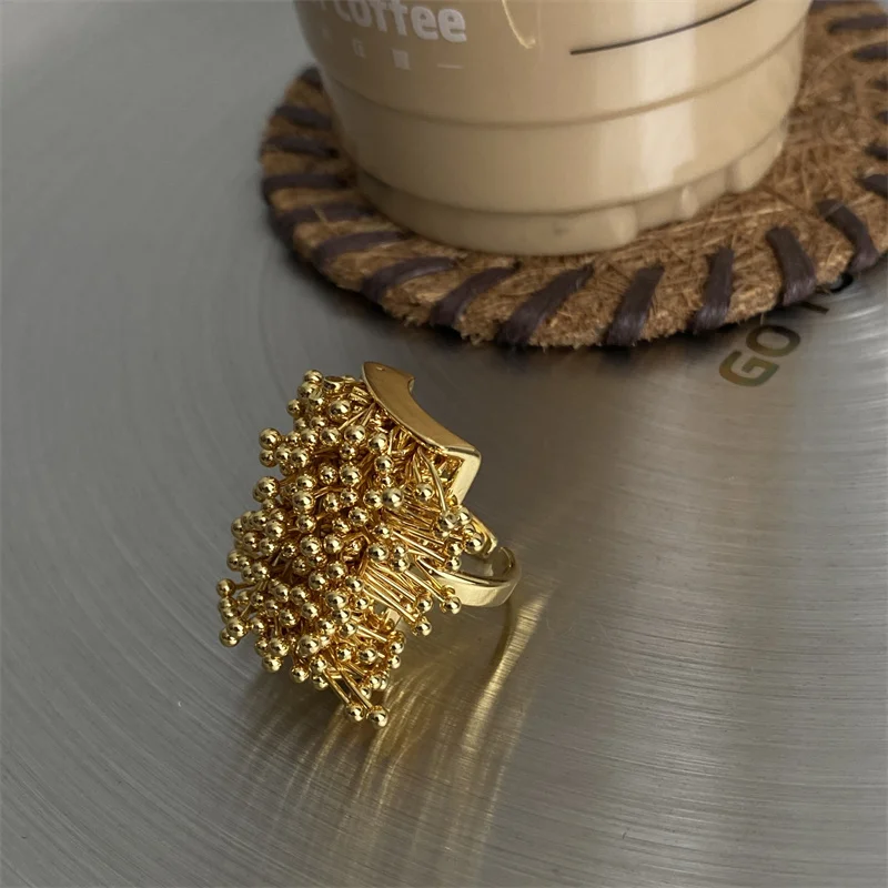 XIALUOKE Retro Fashion Metal Firework Design Open Index Finger Ring For Women Men Geometric Chunky Trendy Chunky Jewelry Gifts