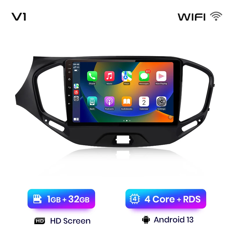 JUNSUN V1 AI Voice Wireless CarPlay Android Auto Radio para Lada Vesta Cross Sport 2015-2019 4G Multimídia GPS 2din Autoradio
