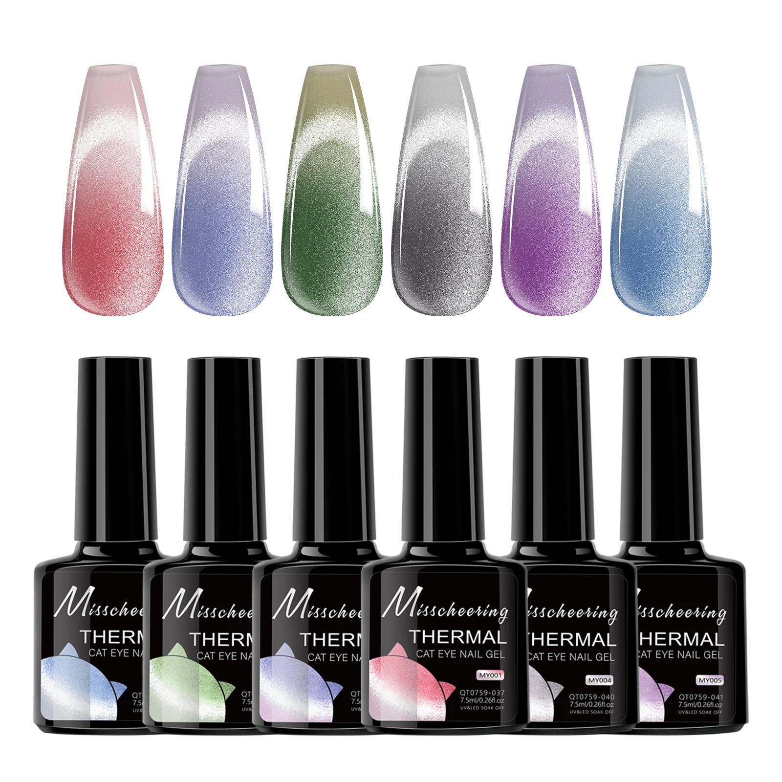 7.5ml Thermal Glitter Cat eye Magnetic Gel Nail Polish Winter Temperature 2 Colors Changing Soak Off UV LED Manicure Nails Gel