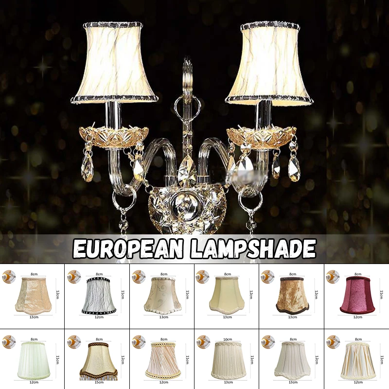 European Style Chandelier Lamp Shade Cloth Bedside Wall Light Lamp Shades Bedroom Home Decor Clip Bulb Wall Lamp Cover E27/E14