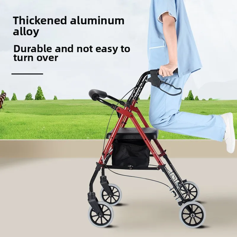 Customizable Four Wheel Rollator Walkers for Elderly Heavy Duty Rollator Walker for 450 Lbs, Lightweight Folding Walking
