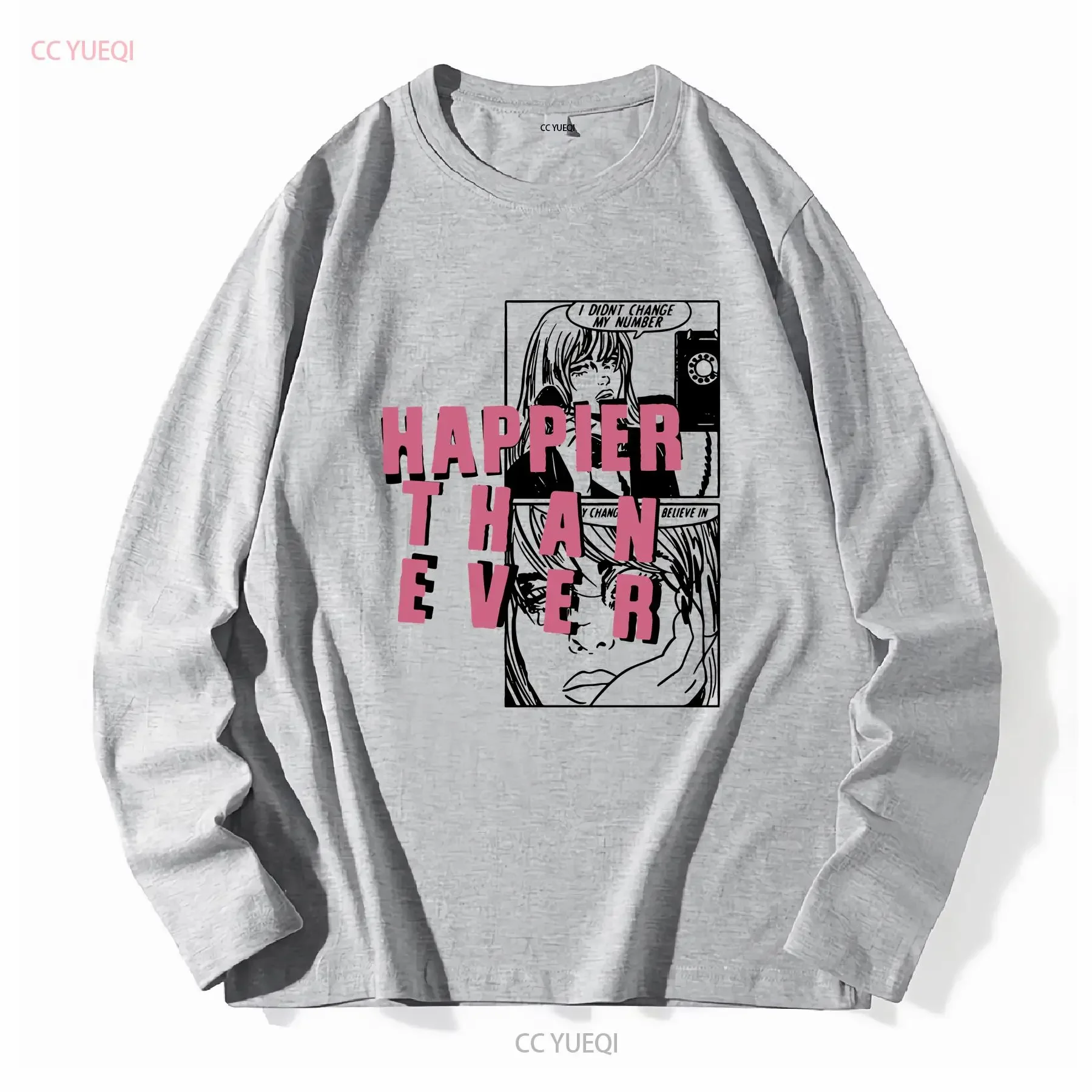 سعيد من أي وقت مضى لم أكن تغيير رقمي بيلي الجمالية مستوحاة تي شيرت طويل أو قصير الأكمام خمر غسلها لينة الموضة