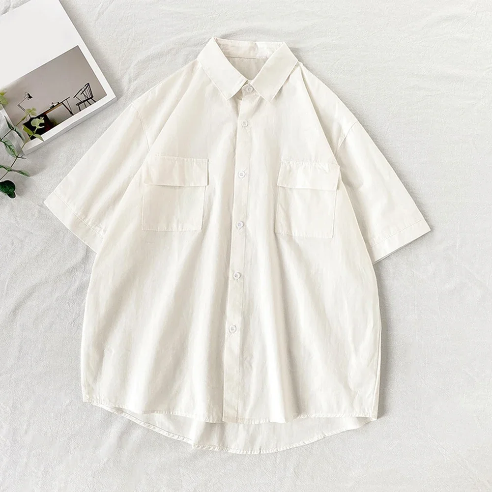 

Mens Casual Loose Shirt Loose Men Simple Versatile Tops XL Mens Short Sleeve Shirt Brand New Condition Home And Commuting Use