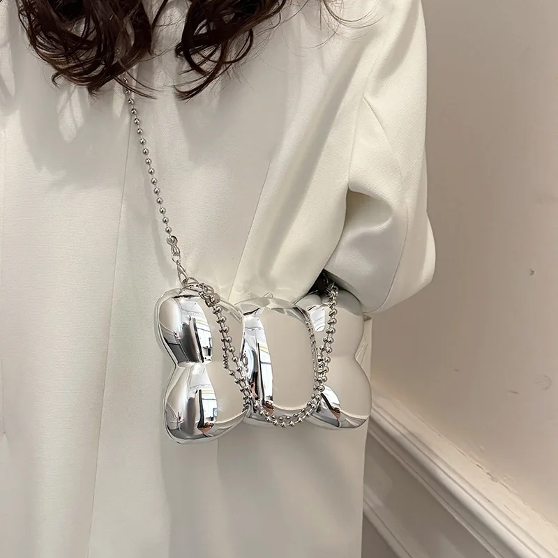 

Глянцевая акриловая большая сумка 2025 года — женская сумка через плечо с бантом, трансформируемая сумка через плечо с зеркальной отделкой