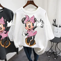 Summer Women T Shirt Fashion Cartoon Mickey Minnie Vintage Kawaii Top Female Ulzzang Oversized T-shirt Short Sleeves Y2k