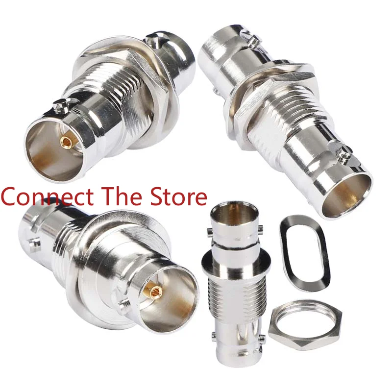 2PCS All-copper Nickel-plated Q9BNC Female To  With Nut Gasket Monitoring Video Head BNC    Direct Adapter