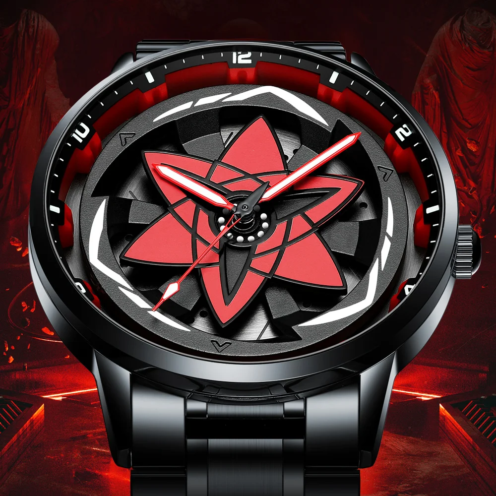 Original 3D Official Rim Sha Rinn Gann Watch Spinnning Wholesale Cartoon Characters Watches Quartz Waterproof Watch 360 Rotate