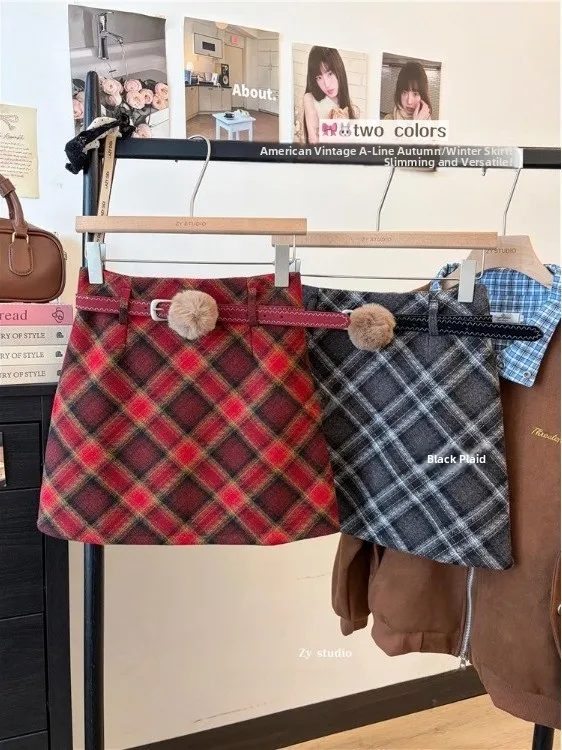 

Retro Color Block Plaid High Waist Skirt Women's Summer 2026 New A-Line Slimming Fashion Sexy Short Skirt Commute Style