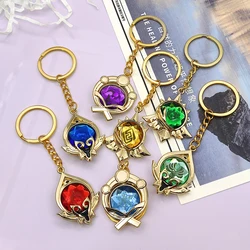 Genshin Impact Vision Of God Cosplay Anime 7 Elements Visions Metal Keychains Backpack Pendants Collection Room Decor Gifts