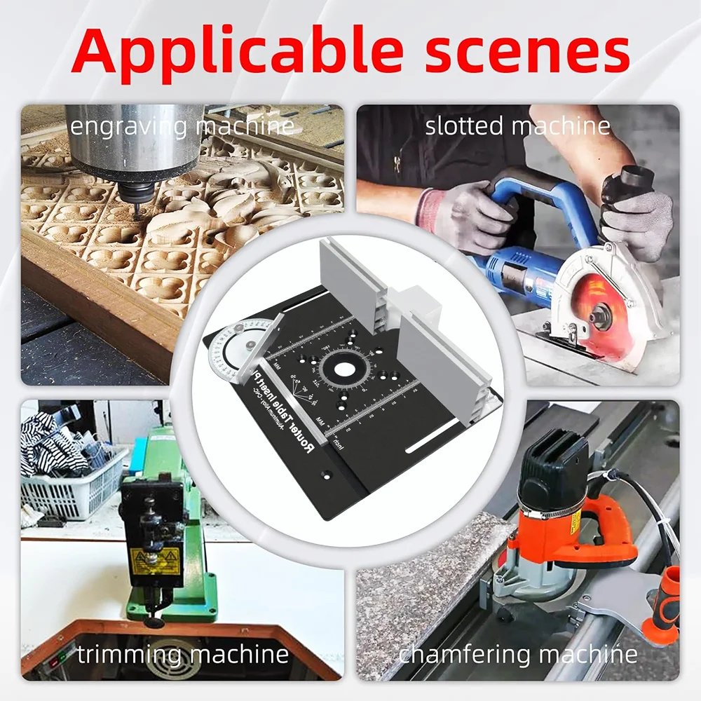 Router Table Insert Plate Metric & Inch Milling Table Insertion Plate 180° Marking For Woodworking Slotting Trimming Chamfering
