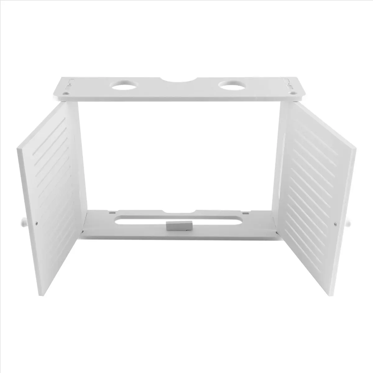 [CNIM] 3X Wifi Router Storage Boxes Wooden Box Cable Power Plus Wire Bracket Wall Hanging Plug Board Shelf -Double Door