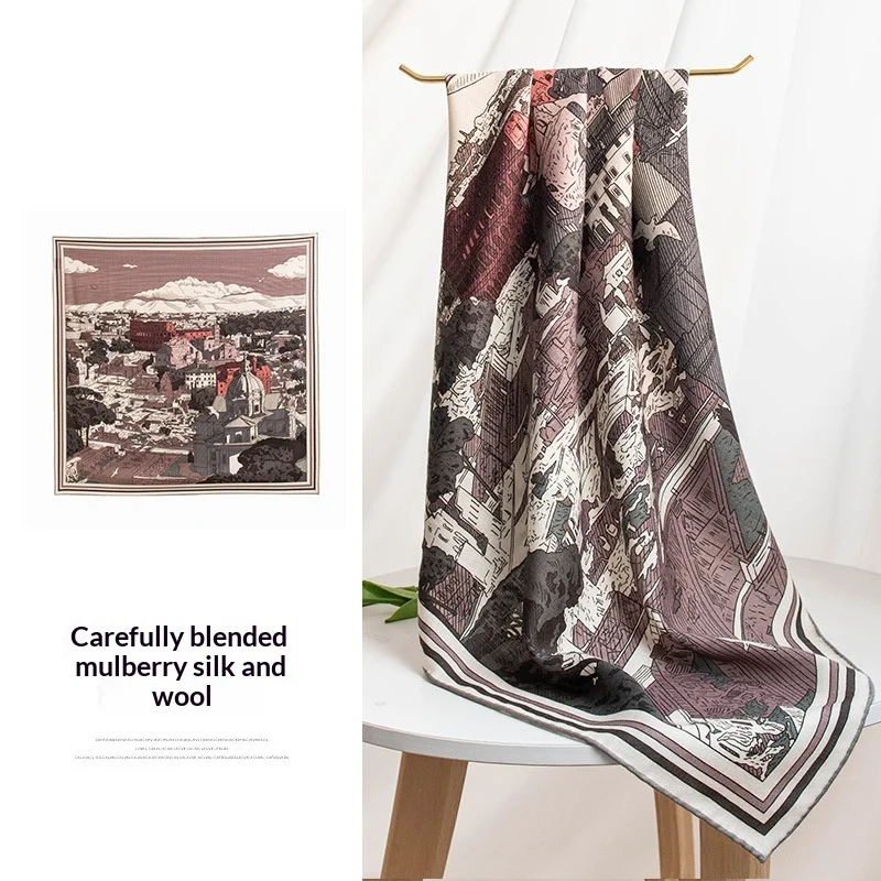 

Двусторонний британский шарф из теплой шерсти, квадратный, модный, универсальный, для повседневной носки, легкий люкс, элитный, женский