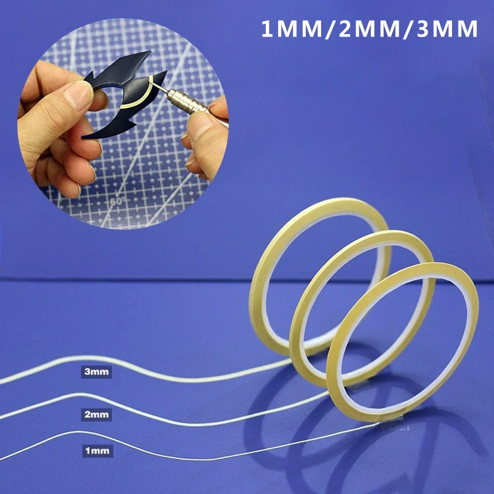 3Pcs 1mm 2mm 3mm Model Curve Cover Tape Model Spray Masking Tape for Gundam Model DIY Painting Spraying Tool 15M Length