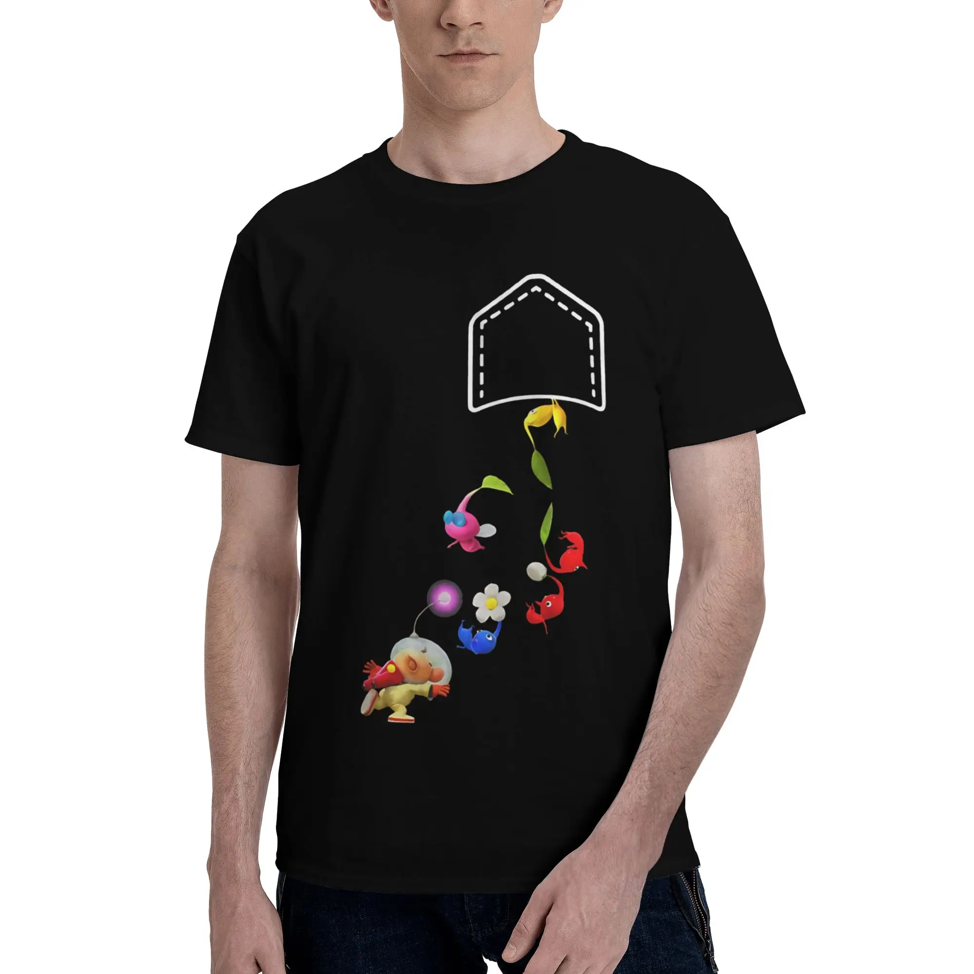 Too Toxic Men T Shirts Pikmin  Hipster Tee Shirt Short Sleeve Round Neck 100% Cotton Printed Clothes T-Shirt