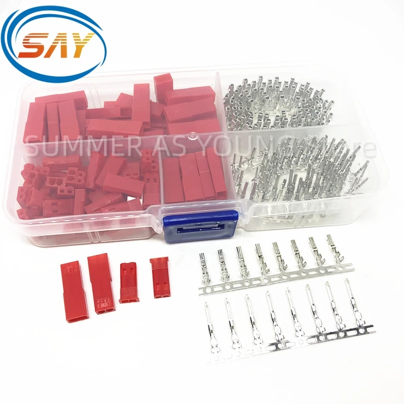300 STKS JST SYP 2 Pin Man Vrouw Connector Kit 2.54mm Toonhoogte JST Behuizing Crimp Terminal Connector Voor RC Lipo Batterij Rood