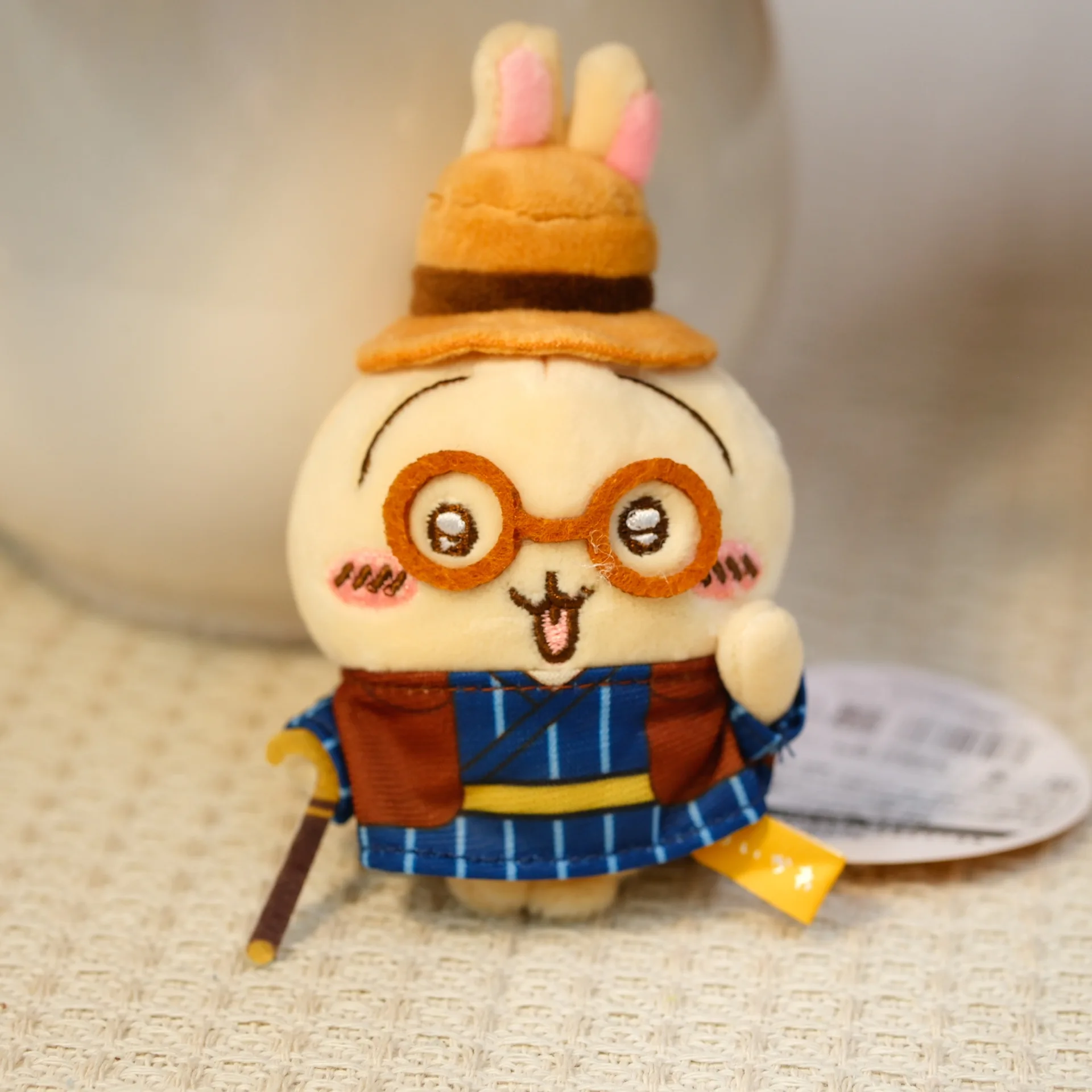 Adorable Ckw Detective Style Plush Bag Pendant 10cm Cute Hachiware Usagi Stuffed Animal Doll Keychain Cartoon Hanging Ornament view 2