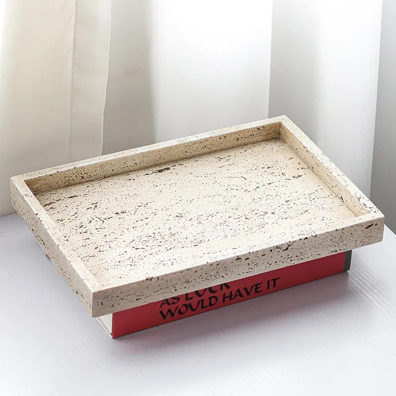 HT natural stone wabi wind storage tray living room coffee table household rectangular creative storage tray