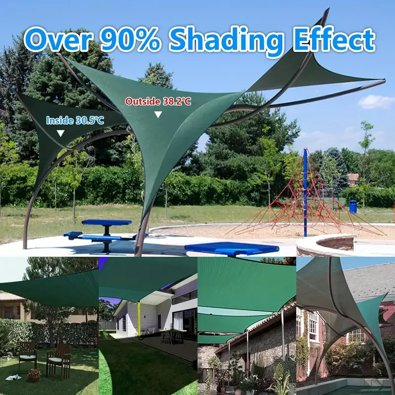 Large Sun Shelter Sail 2 3*5 4x4 5x5 6 8*8 Camouflage Net Garden Backyard Canopy Green Uv Block Balcony Sun Shade Sunrays Car