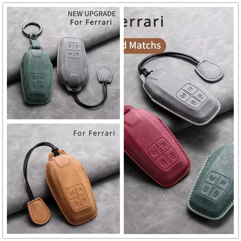 Funda de cuero para llave remota de coche F430 488 458 F12 Roma 812 F8, carcasa protectora para llavero Ferrari, accesorios
