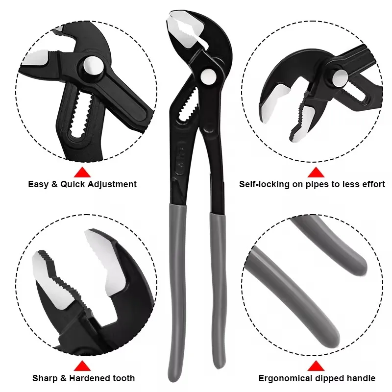 8/10/12 inch Adjustable Water Pump Pliers Quick-Release Plumbing Pliers Pipe Wrench Water Pipe Clamp Pliers Household Hand Tools