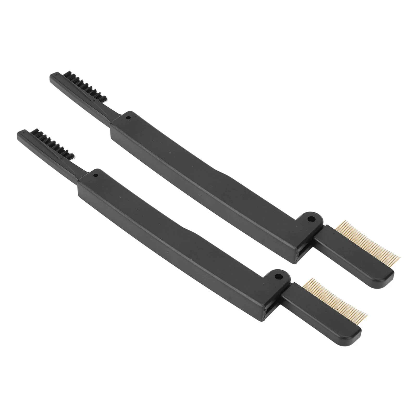 2pcs Folding Eye Lash Brow Comb Portable Metal Teeth Dual Sided Eyebrow Grooming Brush