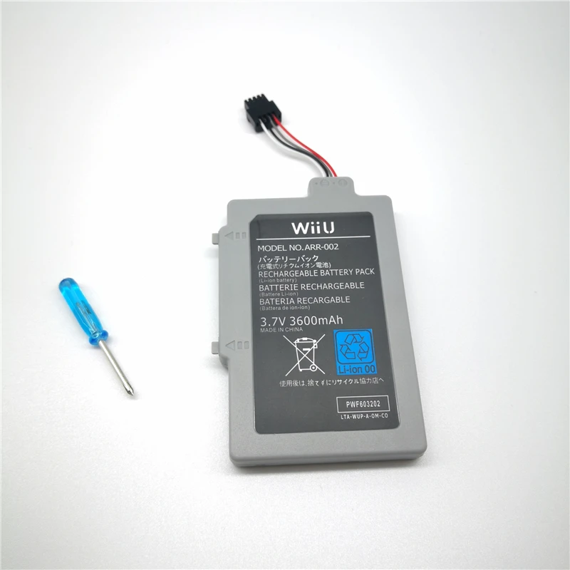 1pcs 2pcs 3600mAh Rechargeable Li-ion Battery Pack for Nintendo Wii U WIIU PAD ARR-002 Replacement Battery with Screwdriver 3.7V