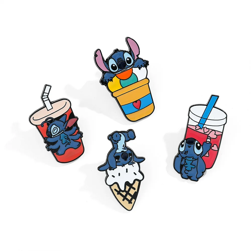 

Lilo&Stitch Ice Cream Drink Styling Brooch Cute Enamel Pins Metal Badge Accessories Backpack Clothing Jewelry Gift for Friend