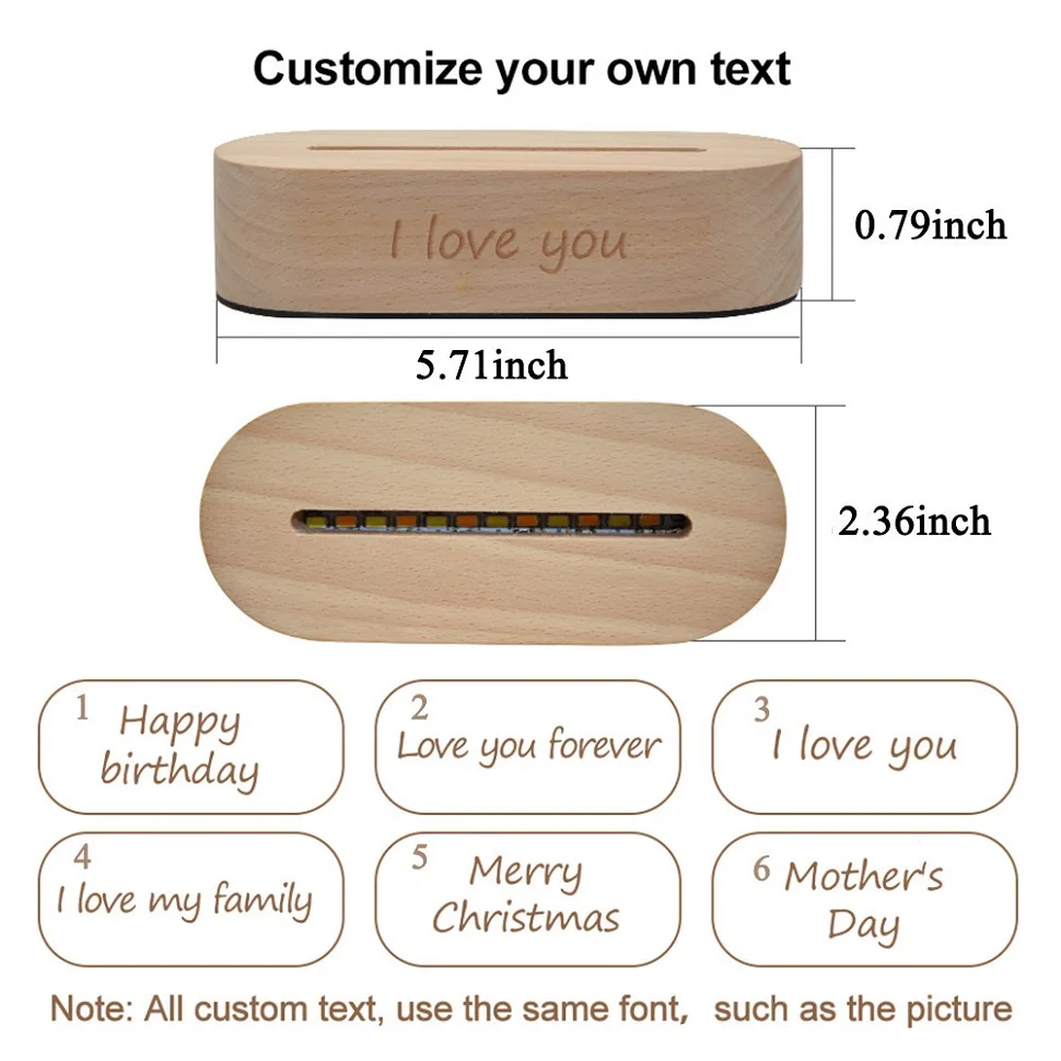 Dropshipping 3D Night Light Custom Photo & Text Wooden Base Lamp Custom Birthdays Wedding Anniversaries Gifts Led 3D Lamp Light