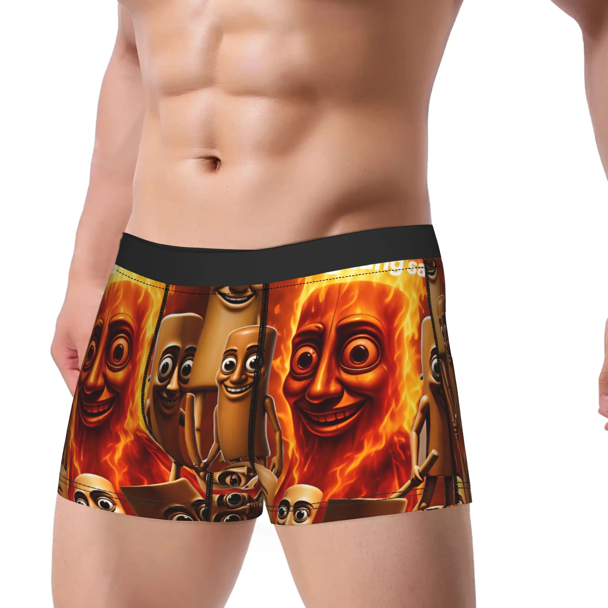 Tung Tung Sahur Multi Character Fire Underwear  Males Shorts Briefs Elastic Boxershorts Quality Pattern Plus Size Panties