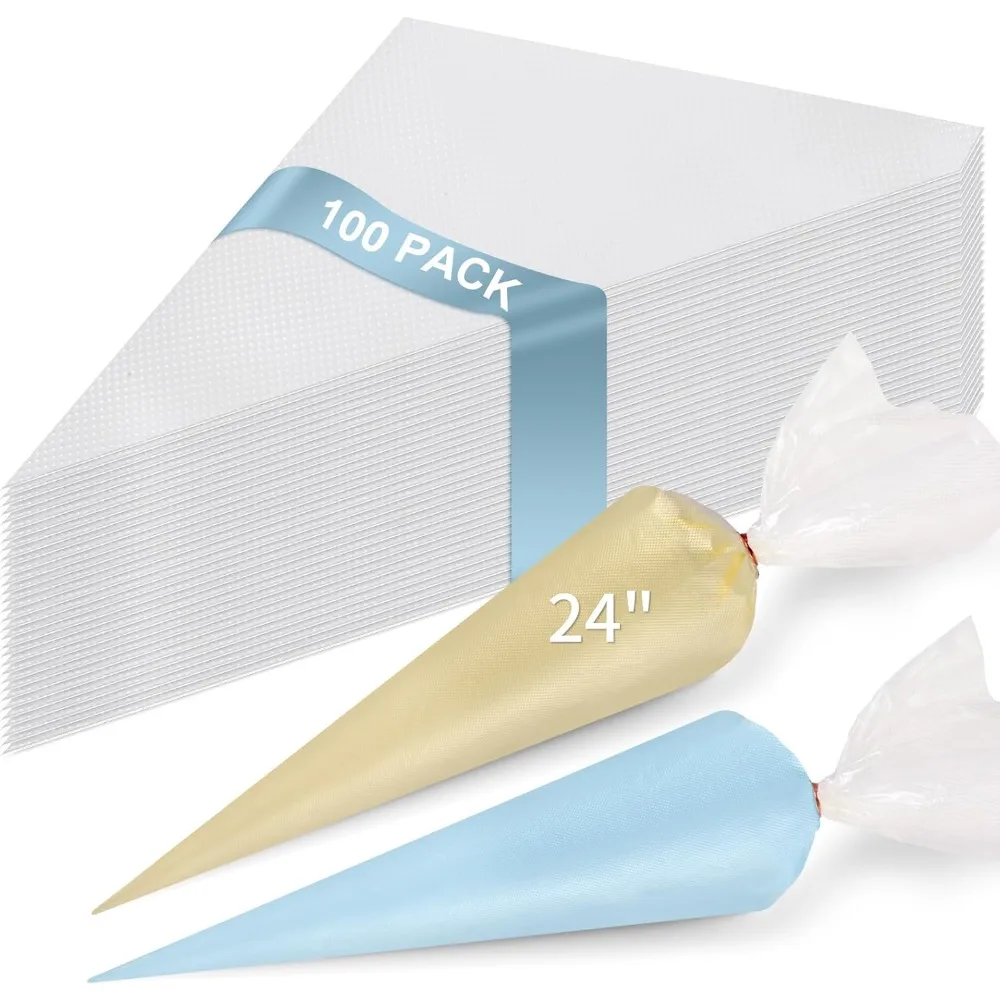 24 Inch Extra Large Piping Bags Disposable, 100 Pieces Icing Bags, Tipless Piping Bags, Thickened Pastry Bags