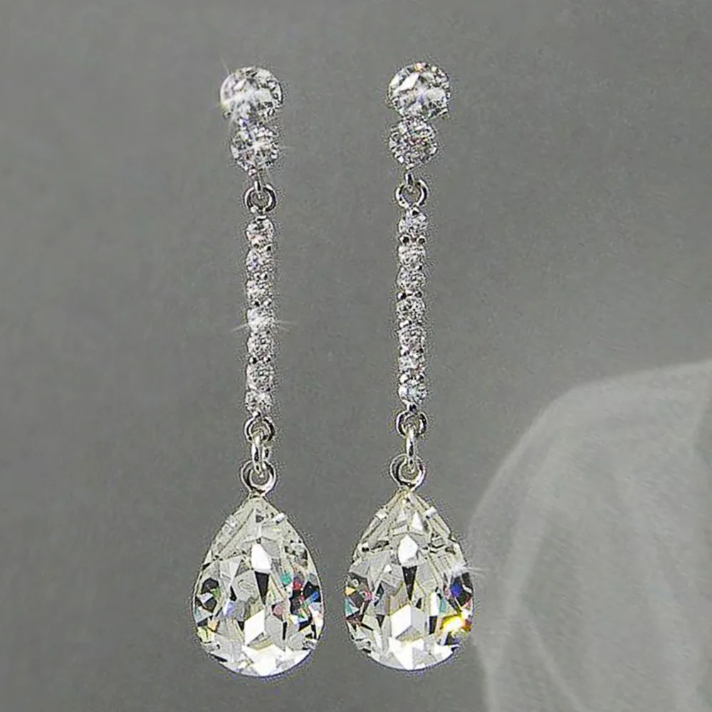 

Pear shaped earrings with sparkling water droplets and zircon earrings, light luxury and trendy women's ear accessories
