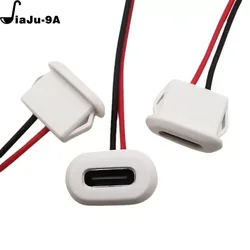 Conector USB Tipo C Jack, Oval com Corrente de Fio, Porta de Carregamento Rápido, USB-C Tomada do Carregador, 2 Pinos, 3A 30V, Jack